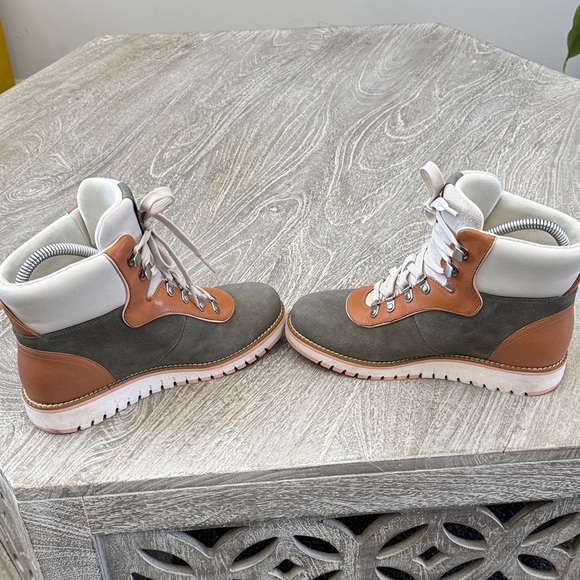 Cole Haan Gray and Brown Lace Up Boots - Picture 10 of 12